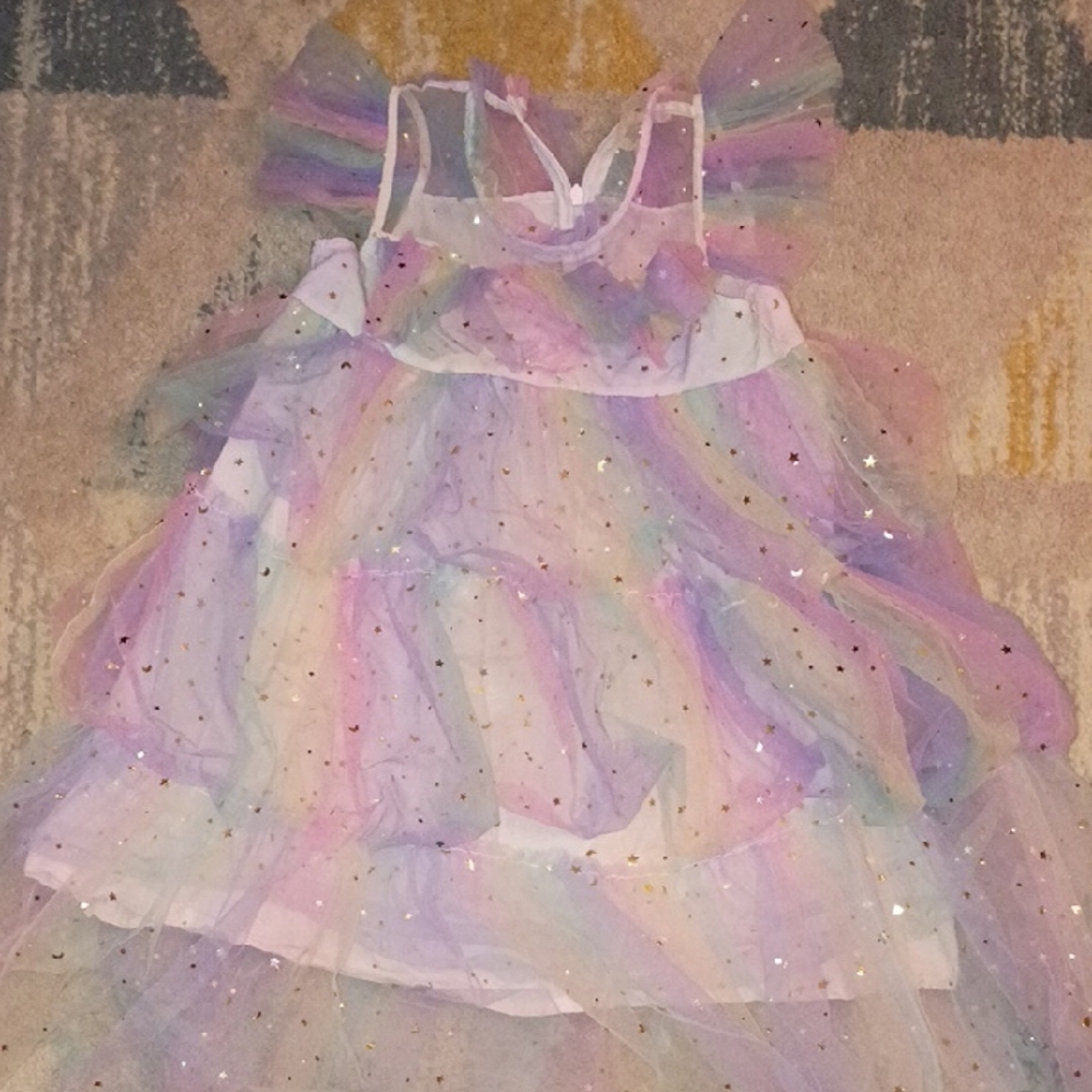 Rainbow Tulle Dress with Glitter